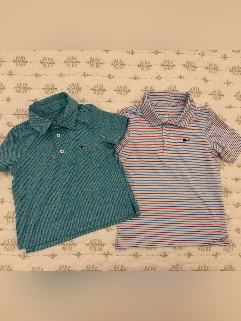 Vineyard Vines- Set of 2 Boys Polo Shirts - Teal & Red-Blue Stripe (size 2 T)